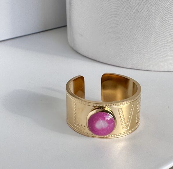 Bague acier et résine LOVE