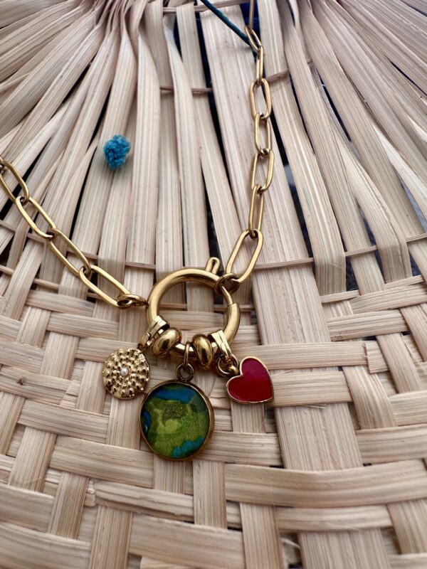 Collier acier 3 breloques
