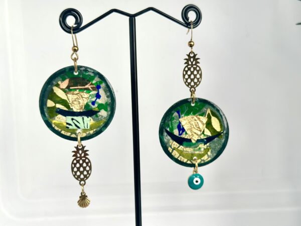 Boucles d'oreilles Patchwork vertes