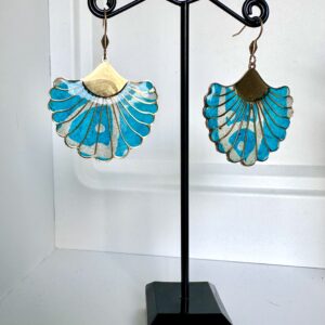 Boucles d'oreilles Feuilles turquoises et doré