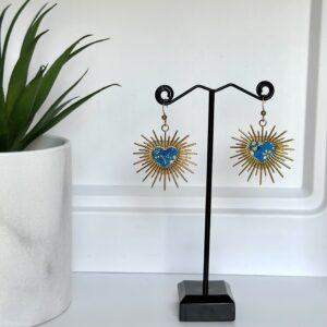 Boucles d'oreilles Baroques coeur Soleil bleu