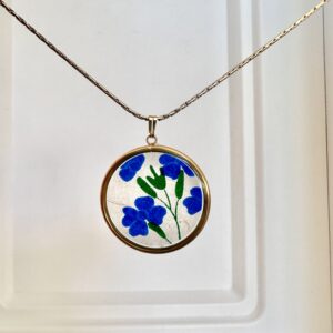 Collier bleu  Sautoir acier inoxydable