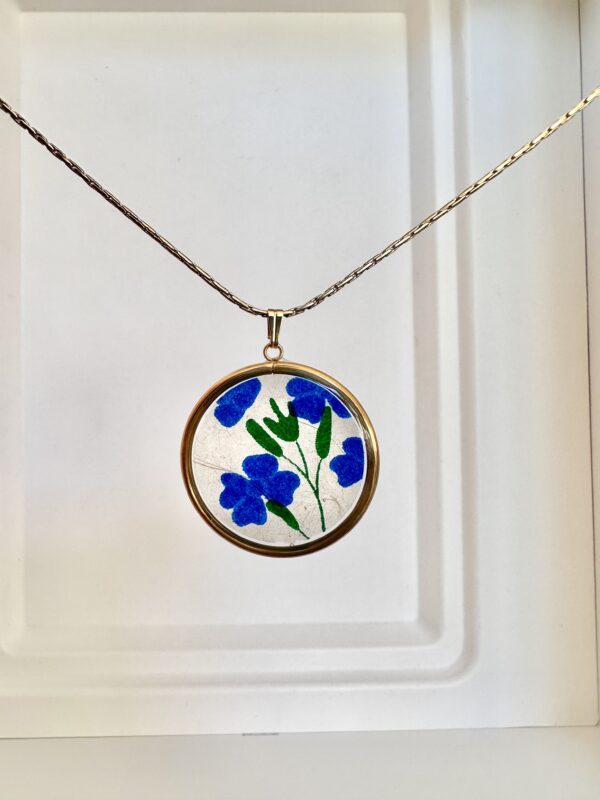 Collier bleu  Sautoir acier inoxydable