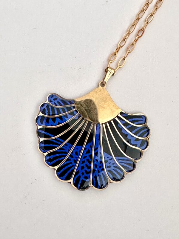 Collier acier BLEU FEUILLE