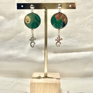 Boucles d'oreilles Gecko et  papier de coton