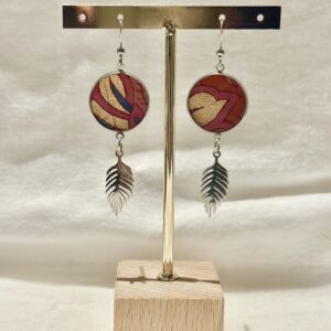 Boucles d'oreilles plume et  papier de coton