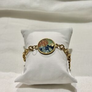 Bracelet grosse maille médaillon papier de coton