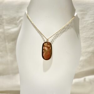 Collier acier inoxydable maille forçat papier Népalais rose doré