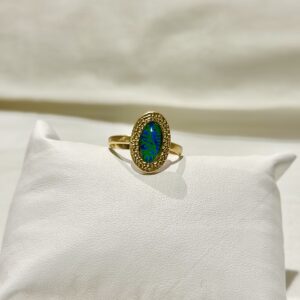 Bague acier inoxydable papier Népalais vert