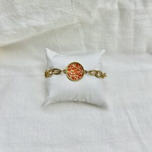 Bracelet acier inoxydable doré et papier Vieux rose