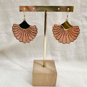 Boucles d'oreilles Feuilles Vieux rose