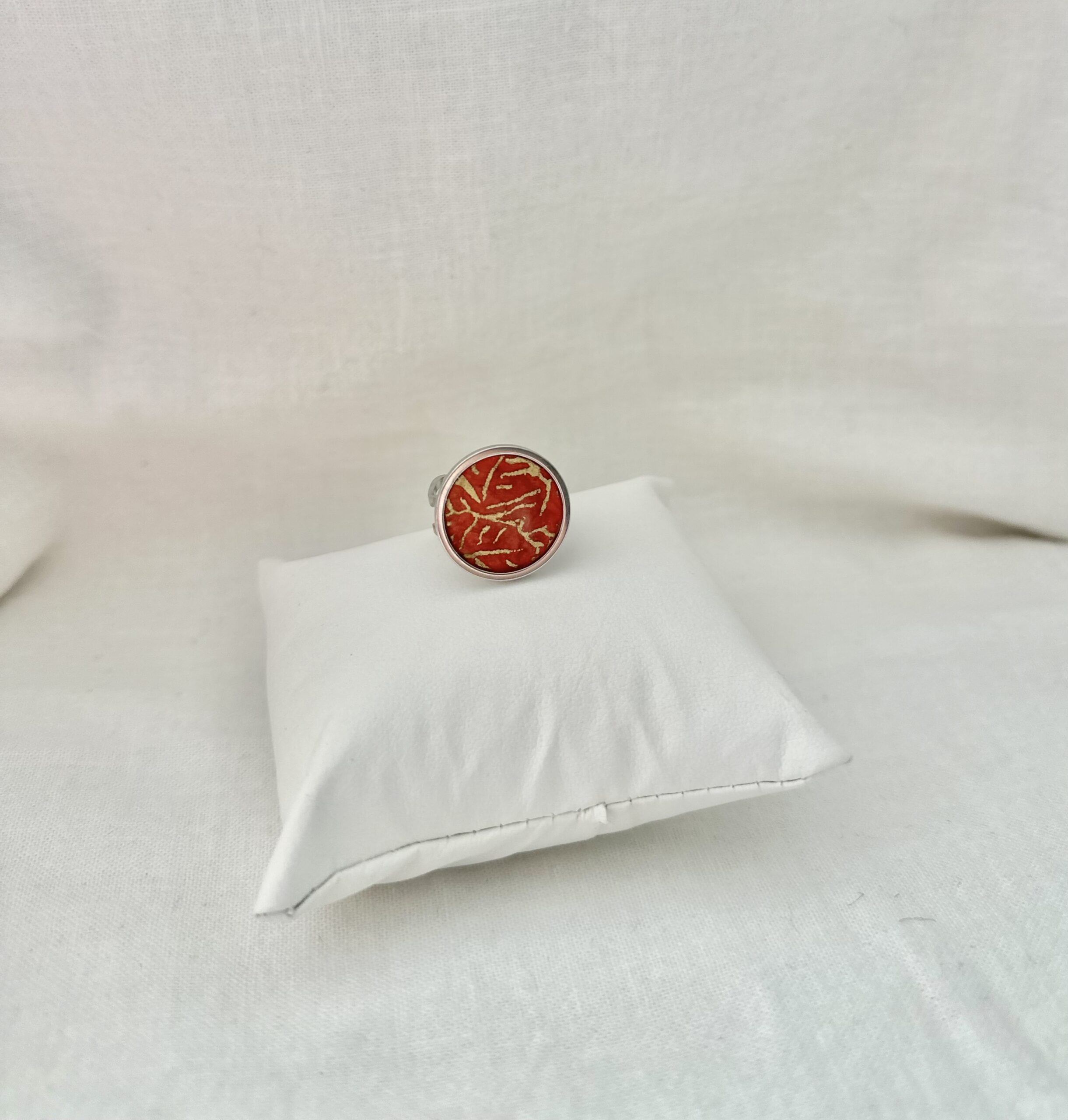 Bague ronde ajustable acier rose orangé