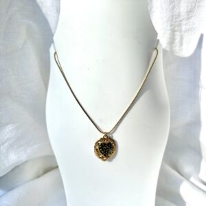 Collier coeur en inox doré et papier Népalais