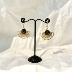 Boucles d'oreilles demi cercle bleues et dorées
