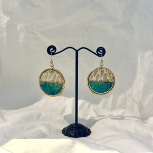 Boucles d'oreilles Rondes vertes et dorées