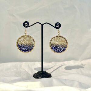 Boucles d'oreilles Rondes bleues et dorées