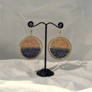Boucles d'oreilles Rondes bleues et roses