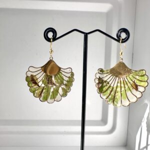 Boucles d’oreilles Feuilles transparente et feuillage