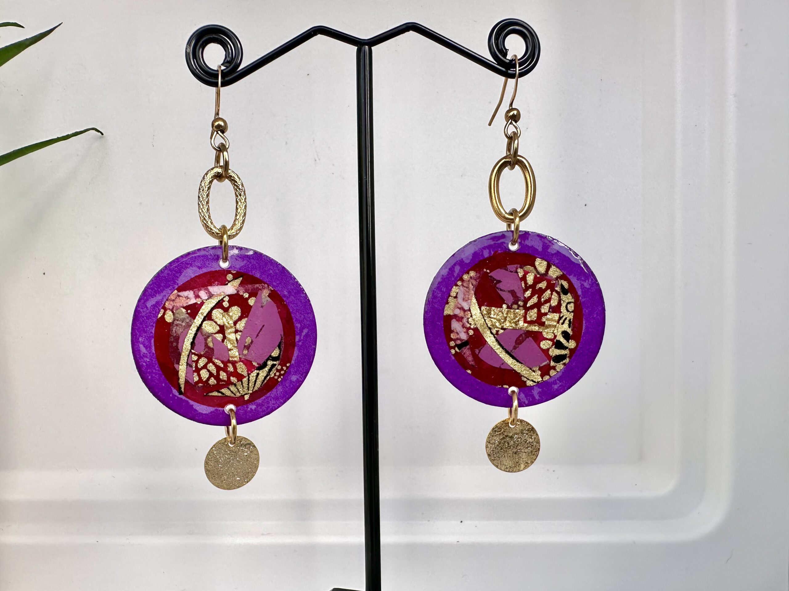 Boucles d'oreilles Patchwork violet