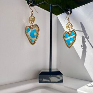 Boucles d'oreilles coeur Vintage bleues