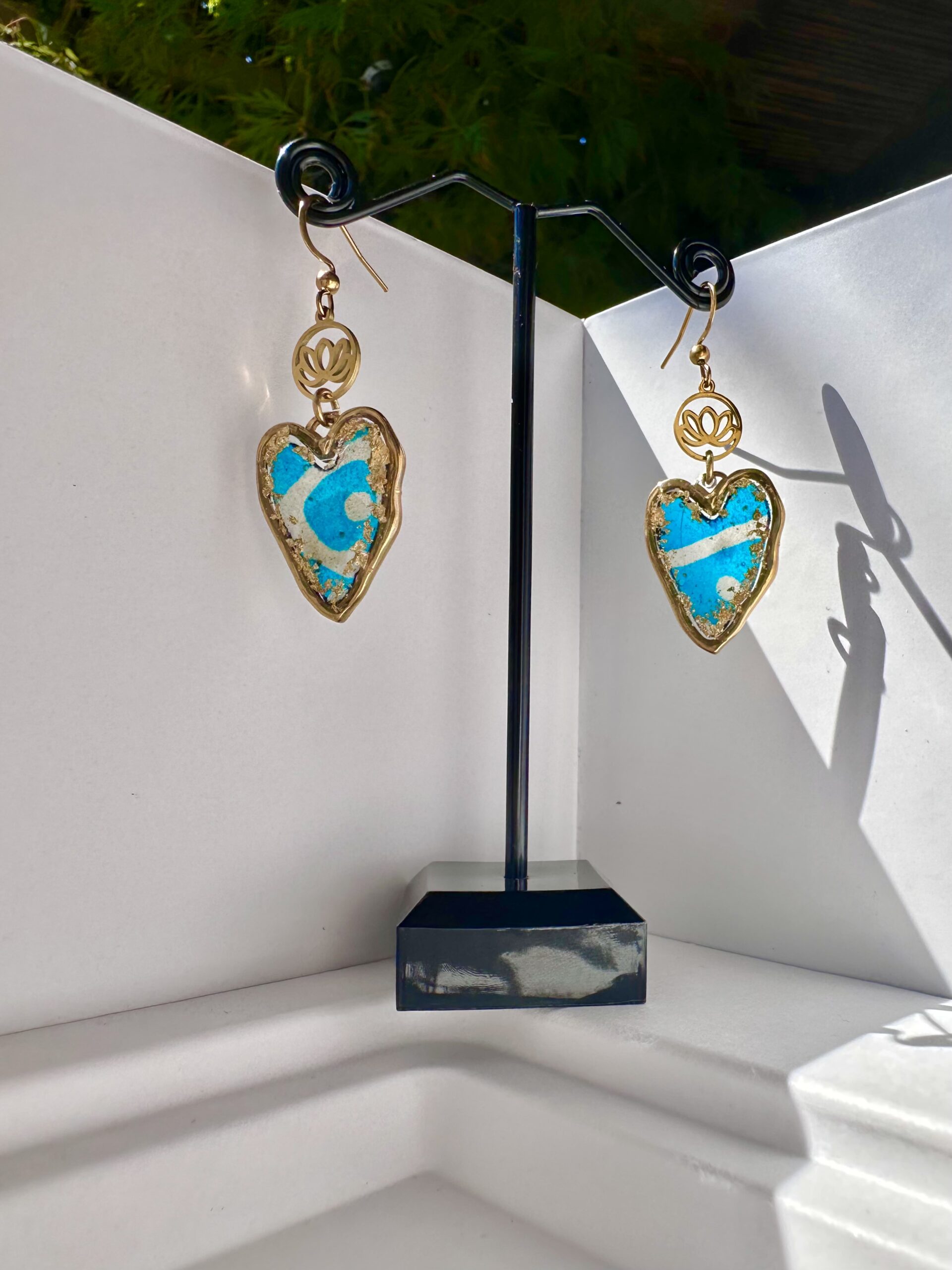 Boucles d'oreilles coeur Vintage bleues