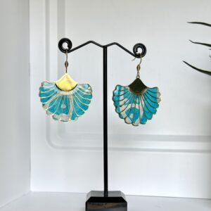 Boucles d’oreilles Feuilles bleues turquoises