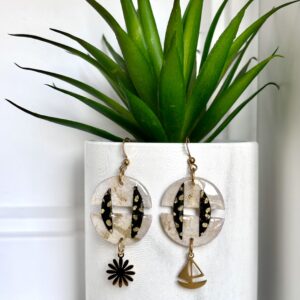 Boucles d'oreilles papier Népalais recyclé Blanc