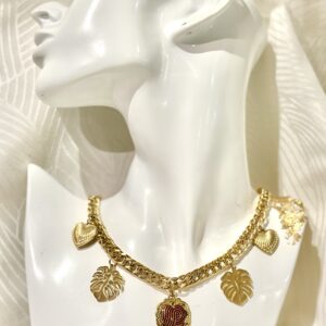 Collier grosse maille breloque