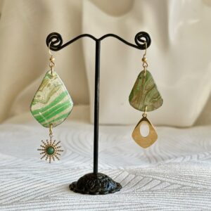 Boucles d'oreilles Papier Népalais marbré