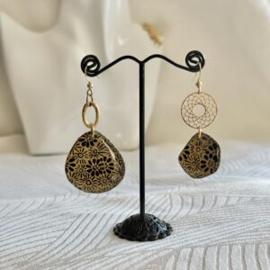 Boucles d'oreilles  noires et dorées