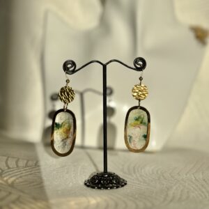 Boucles d'oreilles acier et papier népalais