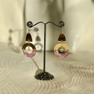 Boucles d'oreilles Acier et papier Népalais violet