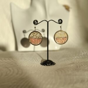 Boucles d'oreilles Rondes roses et dorées à paillettes