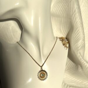 Collier maille forçat Soleil bleu orangés