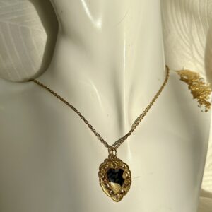 Collier maille Forçat coeur vintage noir et doré