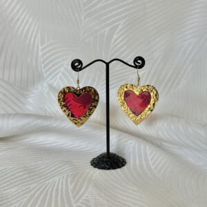 Boucles d'oreilles coeur Rose Fuchsia