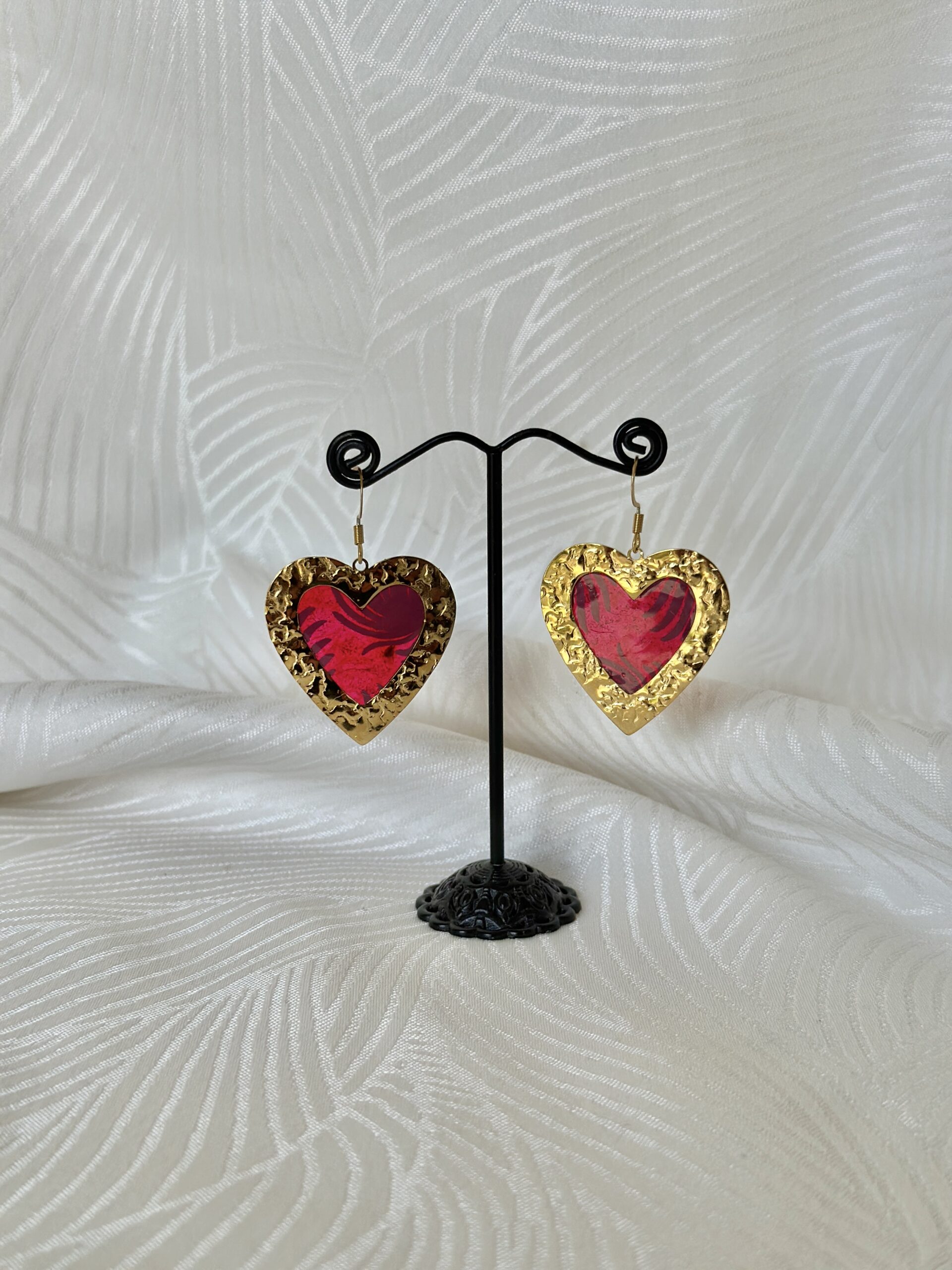 Boucles d'oreilles coeur Rose Fuchsia