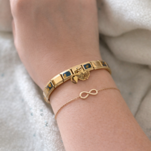 Bracelet Clip maillons Italiens décor papier Népalais coeur infini