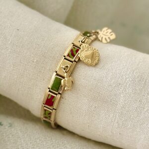 Bracelet Clip maillons Italiens décor papier Népalais