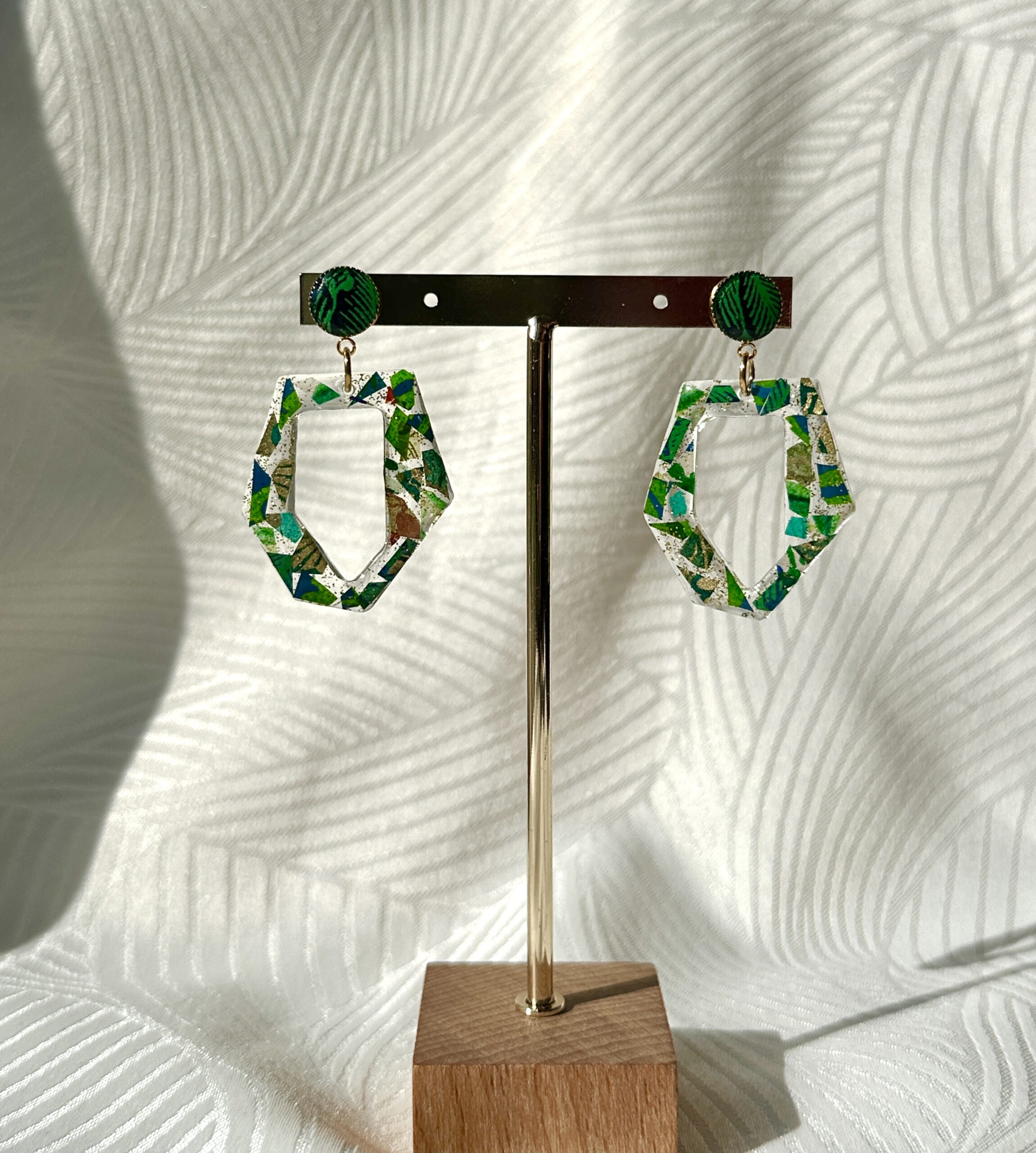 Boucles d'oreilles "Mosaïque d'émeraude"