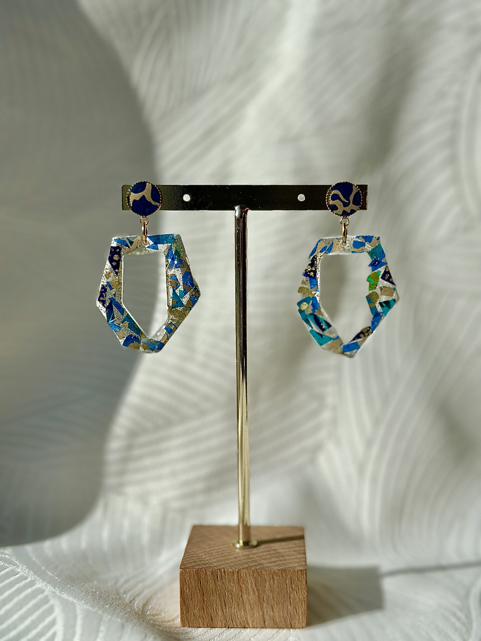 Boucles d'oreilles "mosaïque marine"