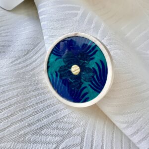 Broche Bois "Bleu"
