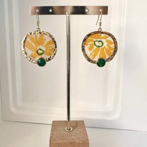 Boucles d'Oreilles "Éclat Solaire" Acier Doré et Papier Népalais Résiné