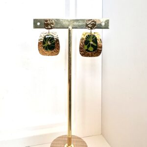 Boucles d’oreilles acier dorées en papier népalais  Jardin précieux