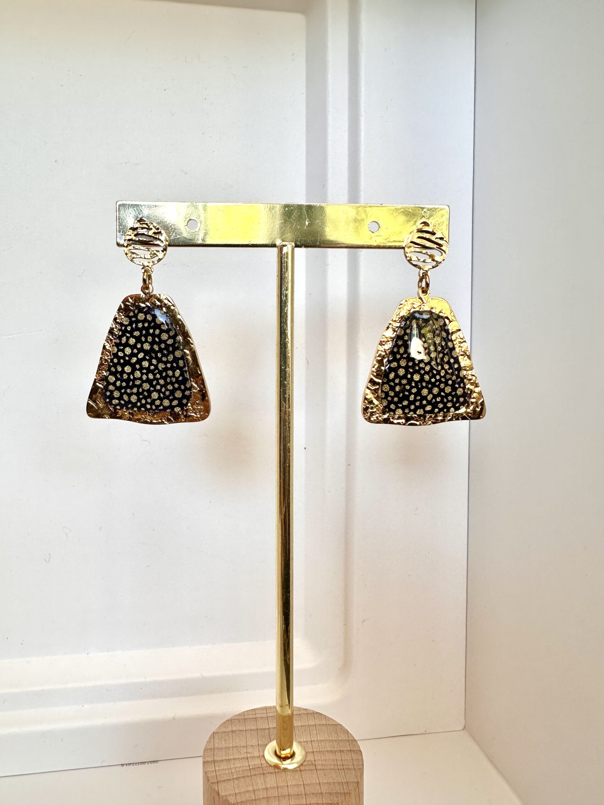 Boucles d’oreilles dorées en papier népalais Nuit étoilée