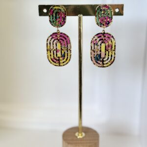 Boucles d’oreilles graphiques labyrinthe dorées  Pop Rétro
