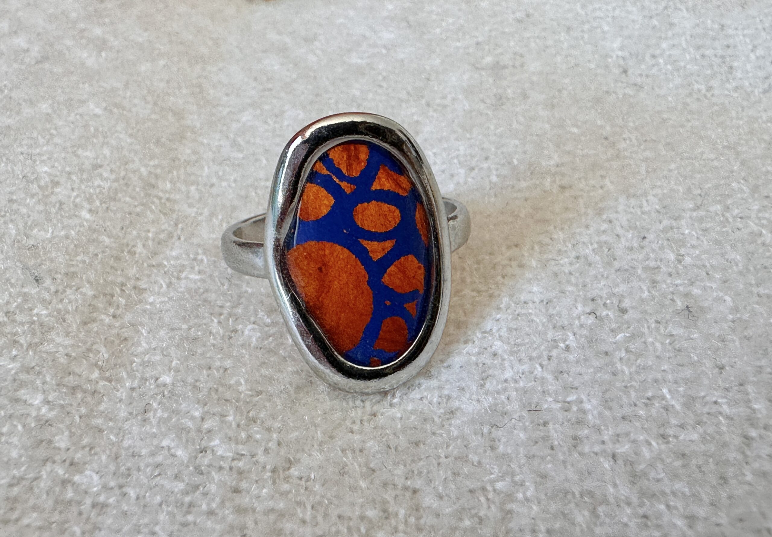 Bague acier inoxydable argentée papier Népalais Éclat Solaire
