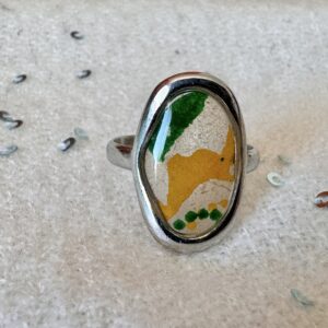Bague acier argentée papier népalais Jardin d’Ambre