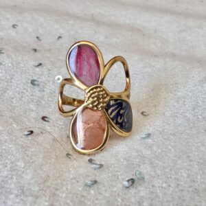 Bague fleur dorée papier népalais  Pétales Bohème