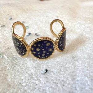 Bague acier inoxydable dorée ajustable « Nuit Étoilée